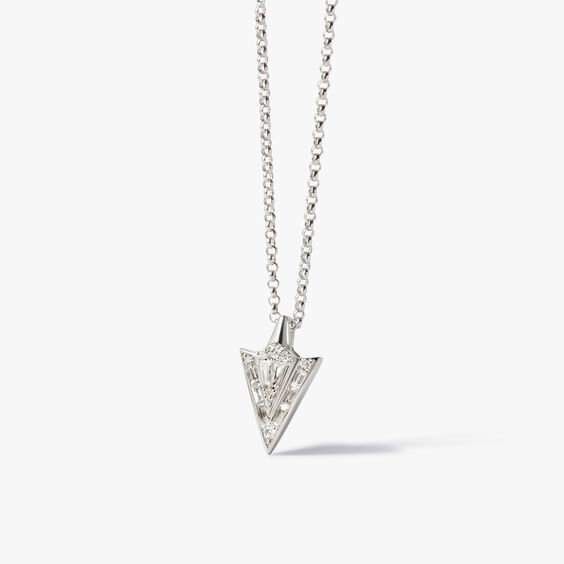 Flight 18ct White Gold Diamond Arrow Necklace